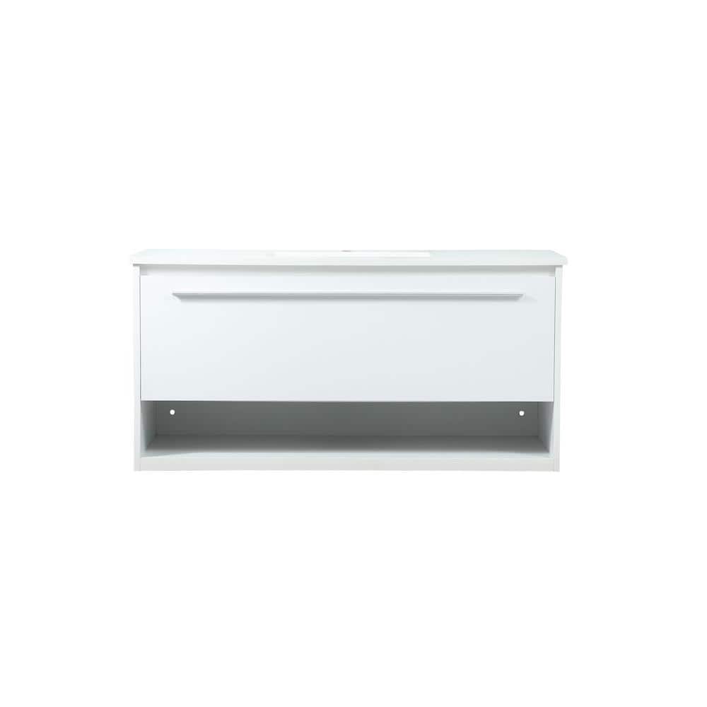 Simply Living 40 in. Single Bathroom Vanity in White with Quartz Vanity Top