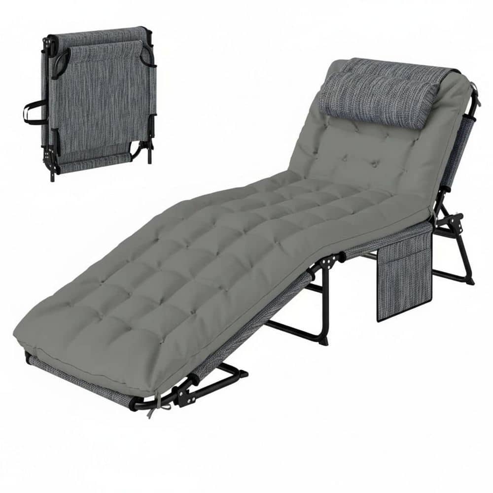 Black Metal Outdoor Chaise Lounge with Gray Cushions price history on PriceWatchPro