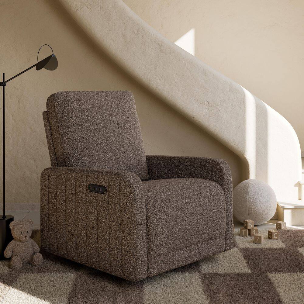 Kyoto Mountain Brown Boucle Deluxe Extra-Wide Nursery Power Recliner Swivel Glider