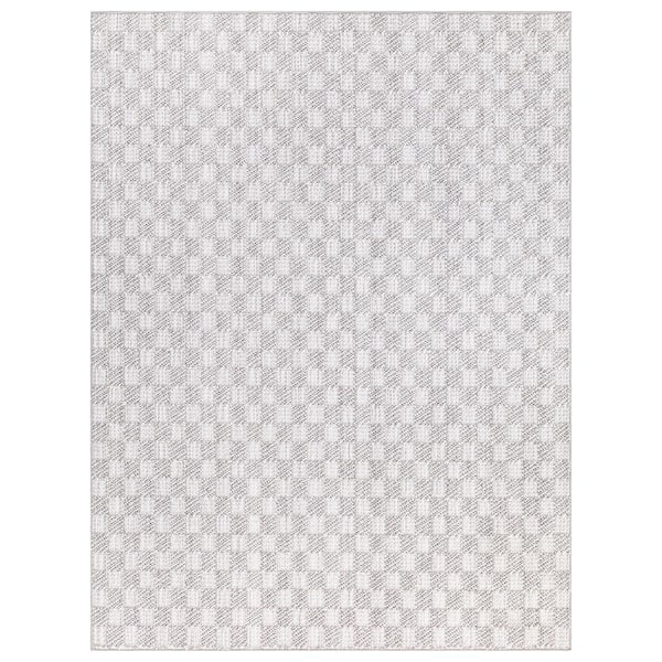 Concord Global Trading Soft Checkers 5 ft x 7 ft Gray Area Rug