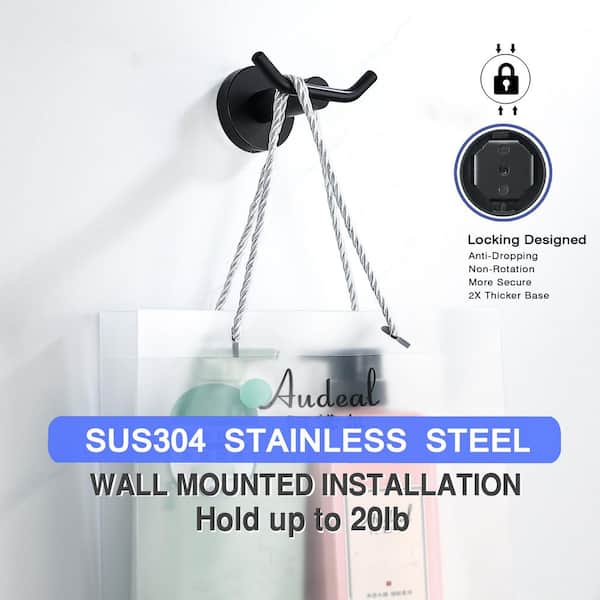 Bath 2-Pack Knob-Hook Double Robe/Towel Hook Double Robe Hook in Matte Black