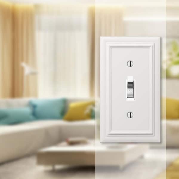 Continental 1 Gang Toggle Metal Wall Plate - White