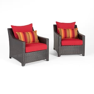 Deco Patio Club Chair with Sunbrella Sunset Red Cushions (2-Pack)