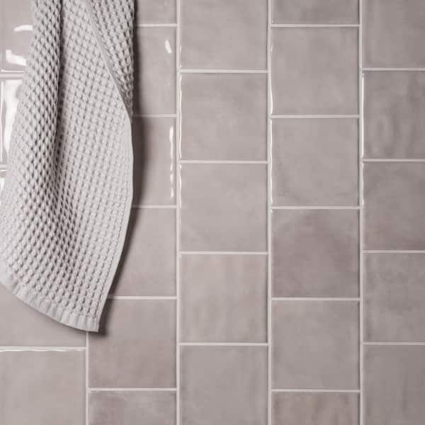 CRUZ BAY STUDIO Safi 6 in. x 6 in. Dove Gray Glazed Ceramic Wall Tile Sample