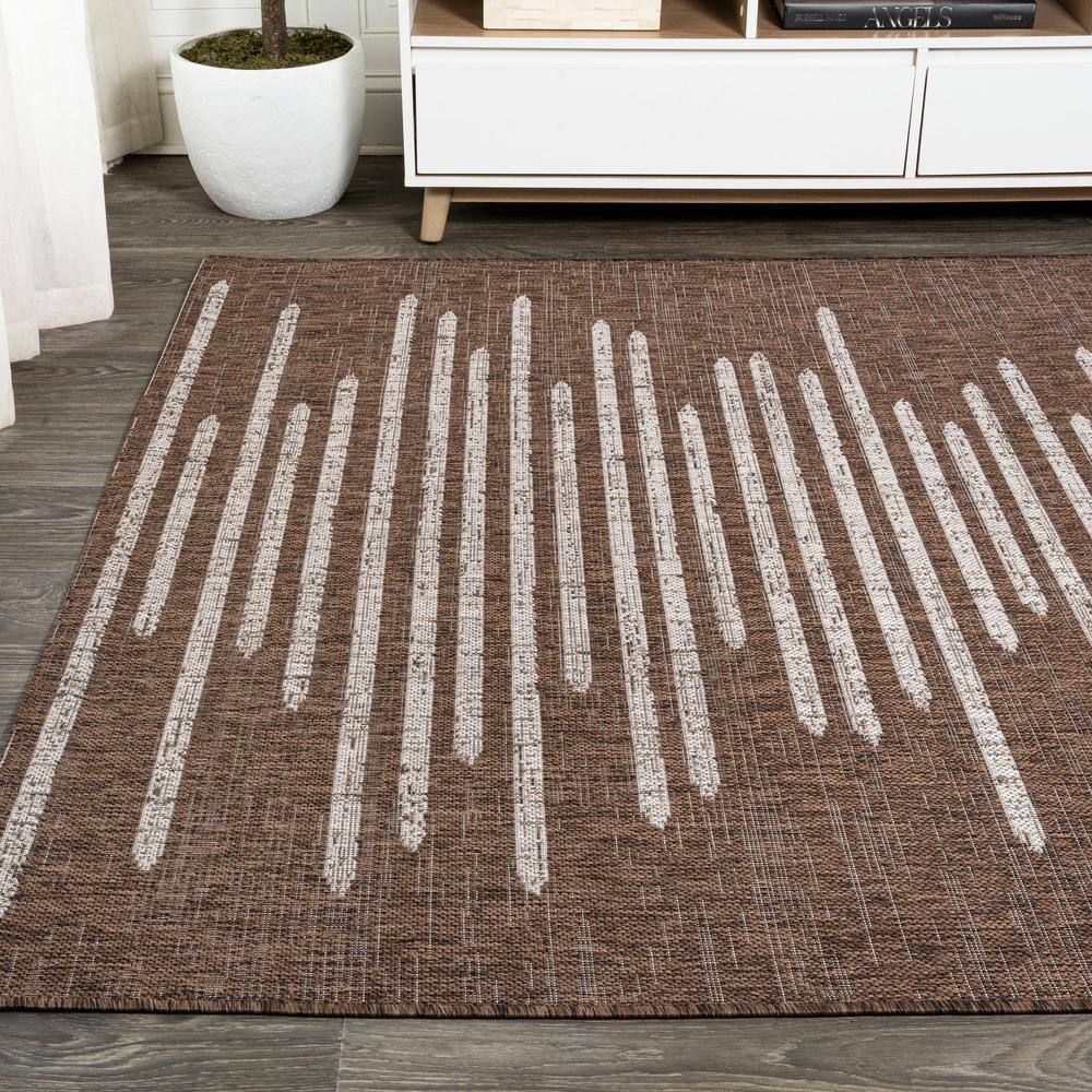Brown and Beige 8' x 10' Synthetic Stripe Area Rug