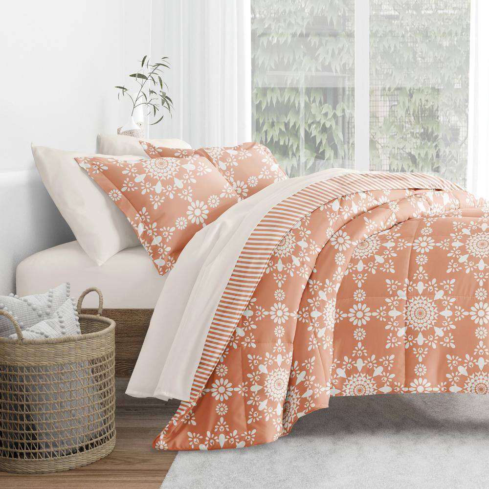 California King Daisy Medallion Clay Microfiber Bedding Set