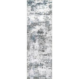 Dali Gray 3 ft. x 10 ft. Machine Washable Modern Abstract Indoor Runner Rug