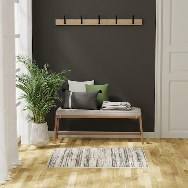 Serenity Home Ivory Beige 2 ft. x 4 ft. Abstract Contemporary Area Rug