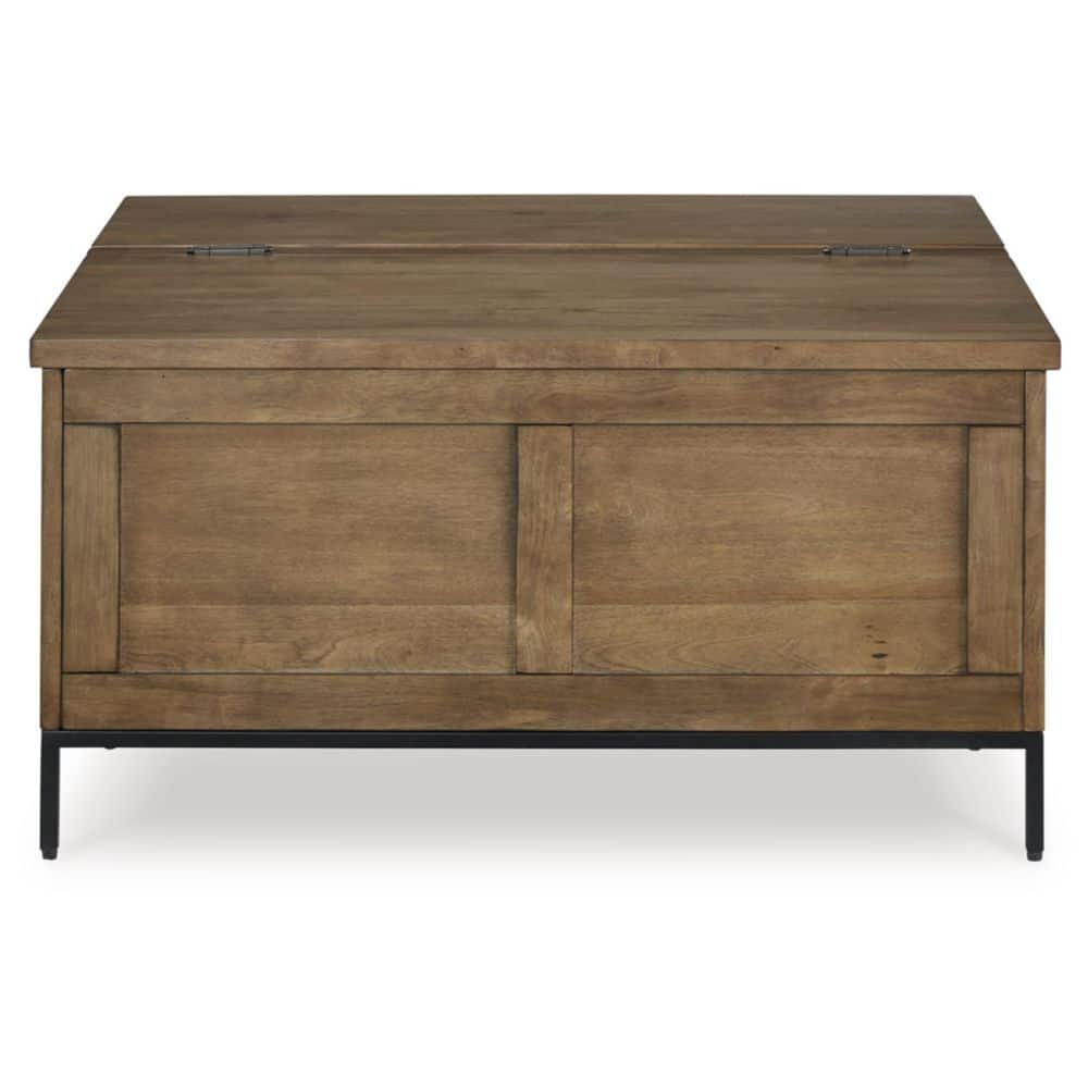 Contemporary Black and Brown Square Lift-Top Coffee Table with Storage