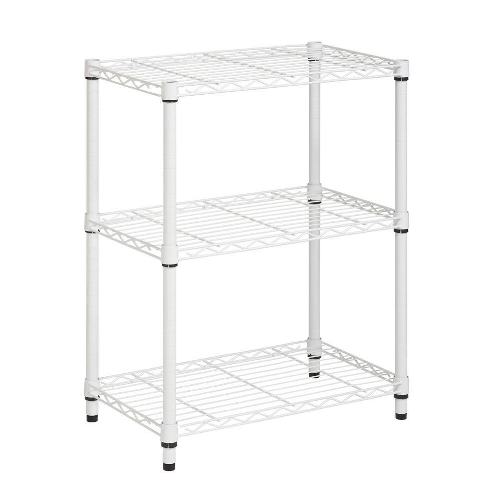 HoneyCanDo White 3Tier Metal Wire Shelving Unit (24 in. W x 30 in. H