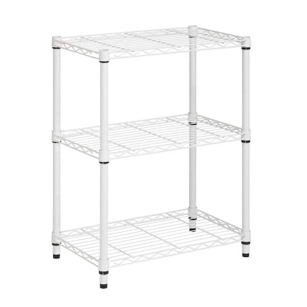 Honey-Can-Do White 3-Tier Metal Wire Shelving Unit (24 in. W x 30 in. H x 14 in. D)
