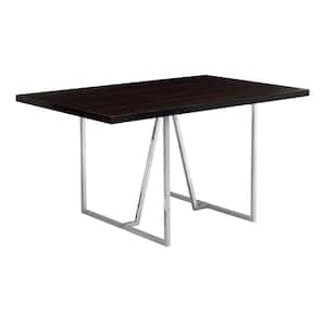 Espresso Wood 60 in. Pedestal Dining Table Seats 4)