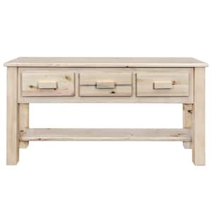 Homestead Collection 58 in. Unfinished Pine Rectangle Wood Console Table with 3-Drawers, Ready to Finish