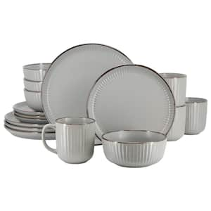 Leo 16-Piece Stoneware Dinnerware Set Service for 4 in. Light Gray