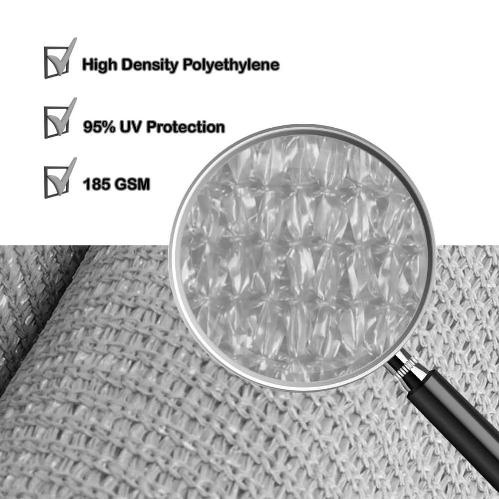 Gray High Density Polyethylene Rectangular Shade Sail for Patio