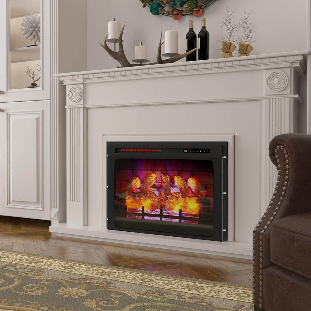 29.3 in. Wall Mounted Recessed Electric Fireplace in Black with Multi-Color Flame -  Boyel Living, BL-ZHX-05-28