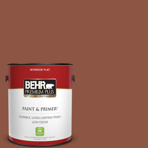 BEHR PREMIUM PLUS 1 gal. #S180-7 True Copper Flat Low Odor Interior Paint & Primer