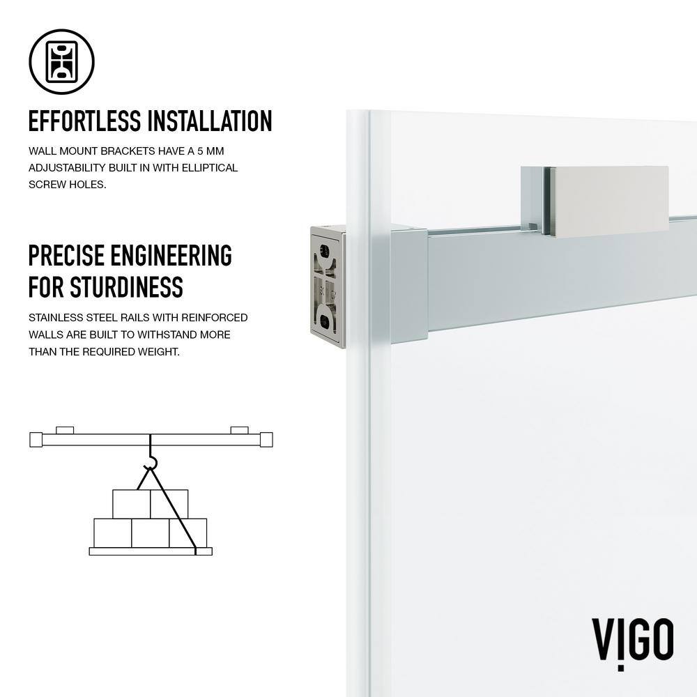 Houston Frameless Sliding Shower Door with Clear Glass and Stainless Steel Finish