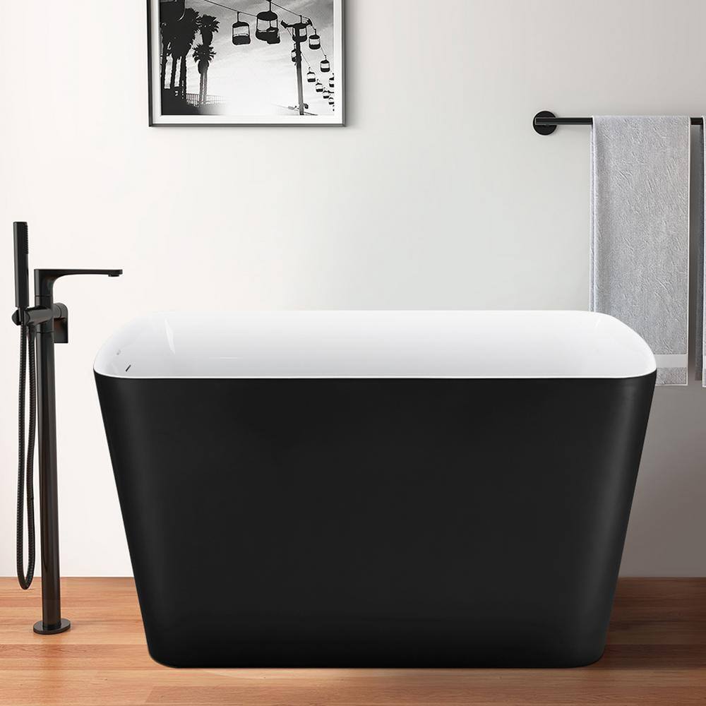 Mokleba 47 in. Acrylic Small Freestanding Flatbottom Japanese Soaking Bathtub with Pedestal Not