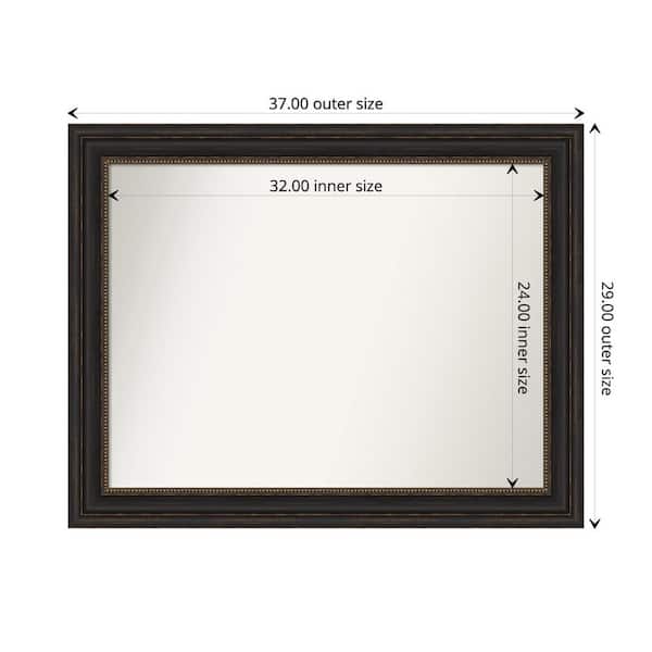 Amanti Art Accent Bronze 37 in. x 29 in. Custom Non-Beveled Polystyrene Antique Framed Bathroom Vanity Wall Mirror