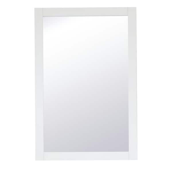 Unbranded Timeless Home 24 in. W x 36 in. H x Contemporary Wood Framed Rectangle White Mirror