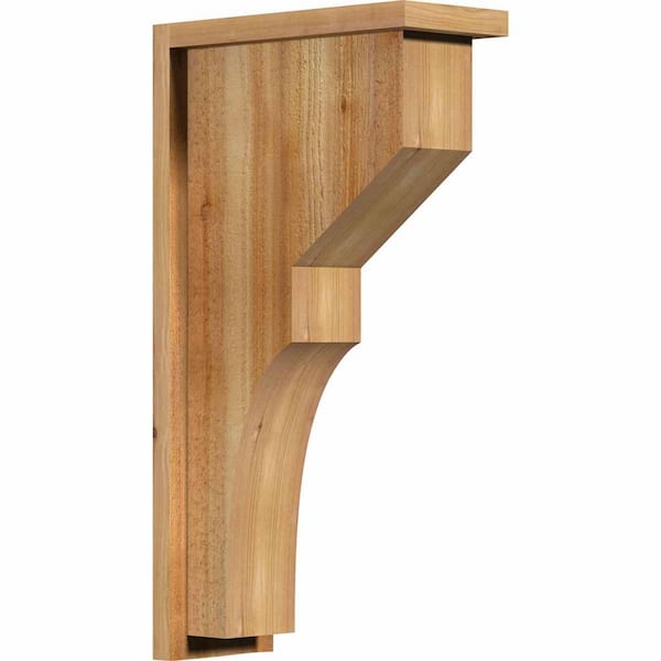 Ekena Millwork 6 in. x 14 in. x 26 in. Western Red Cedar Monterey Rough Sawn Corbel with Backplate