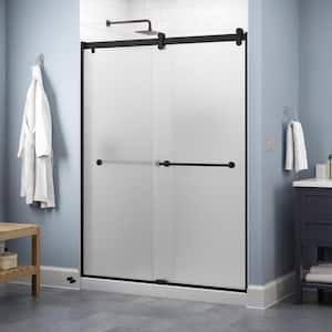 Everly 60 in. x 71 in. Contemporary Sliding Frameless Shower Door in Matte Black with Frosted Glass