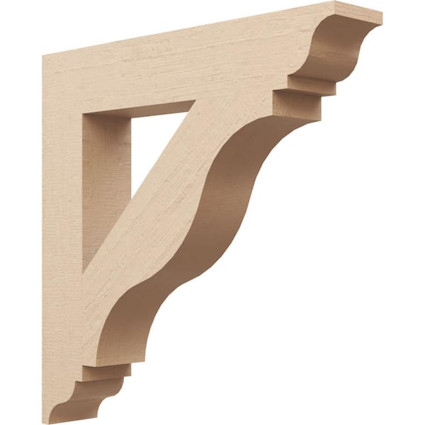 Ekena Millwork 5.5 in. x 32 in. x 32 in. Funston Traditional Rough Cedar Woodgrain Timberthane Polyurethane Bracket, Primed Tan