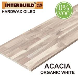 Solid Acacia 8 ft. L x 40 in. D x 1.5 in. T, Butcher Block Island Countertop, Organic White