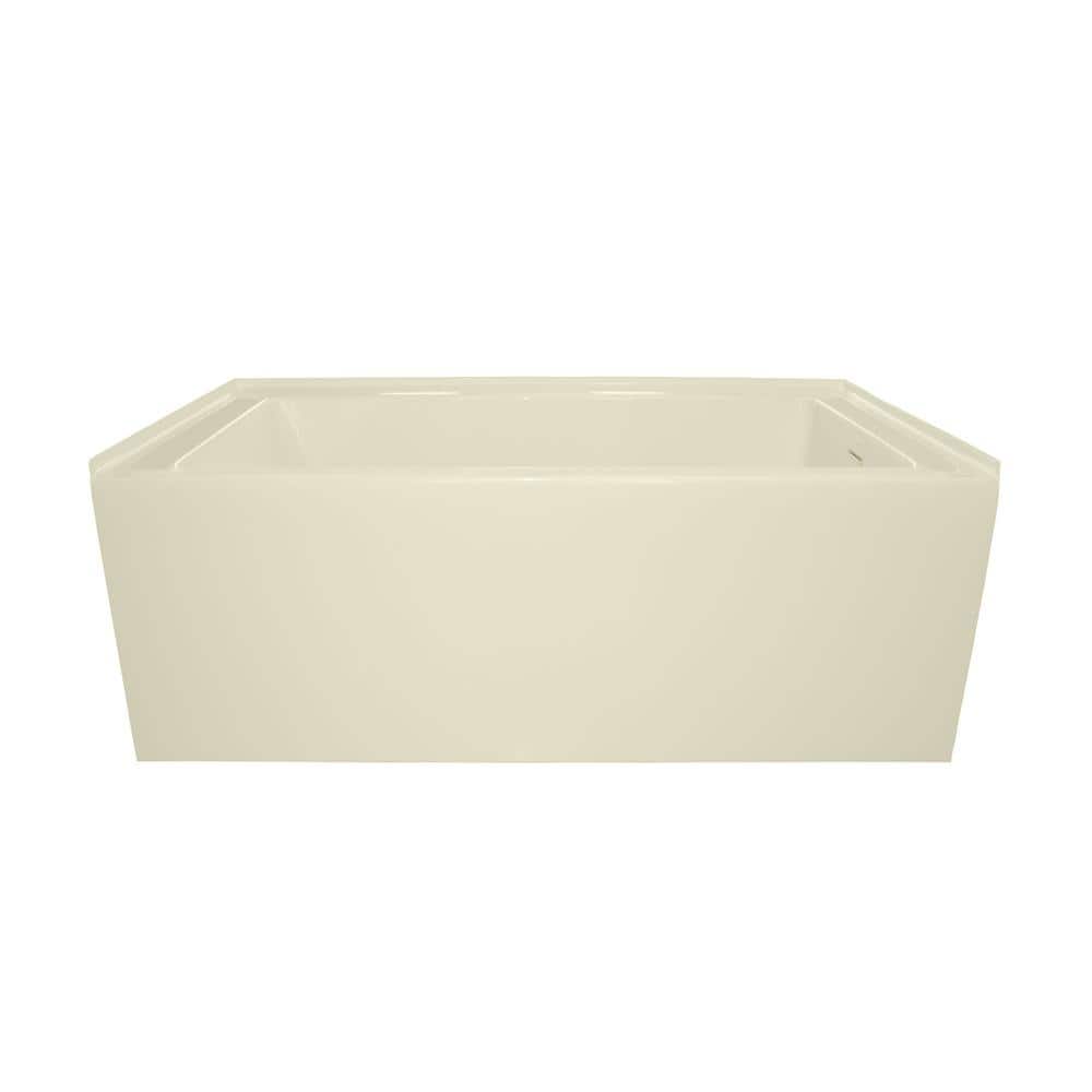 Sydney 60 in. Acrylic Left Drain Rectangle Alcove Soaking Bathtub in Biscuit with Matching Linear Integral Overflow price history on PriceWatchPro