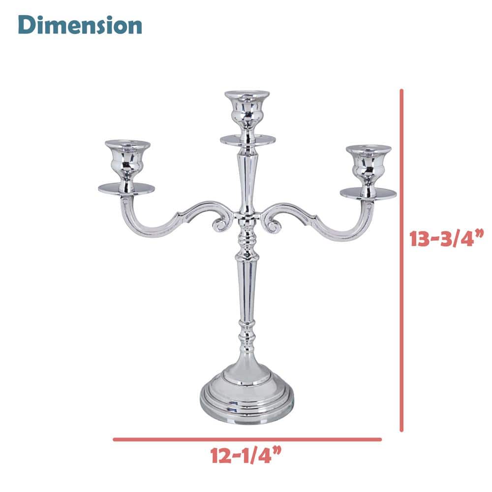 Nickel Finish Aluminum 3-Arm Tabletop Candelabra