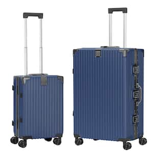 HIKOLAYAE 2 Piece Silver ABS Aluminum Frame Hardside Spinner
