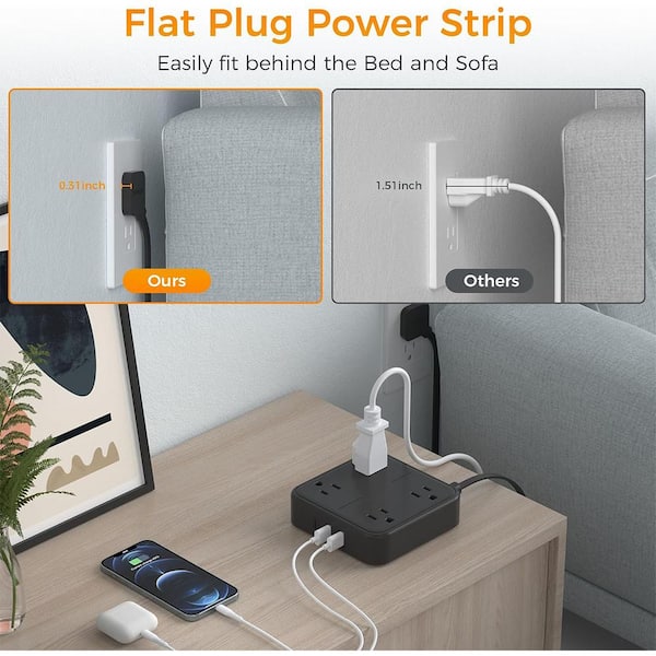 Garza Power - Regleta De 3 Enchufes | Sin Cable | Con Interruptor