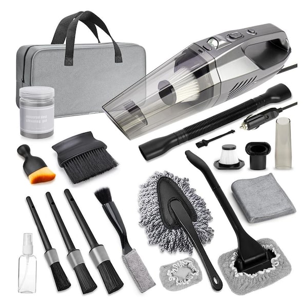 Car Cleaning Kit with 8000PA High Power Vacuum, Includes 7Pcs Detailing Brush Set Storage Bag for Interior Detailing