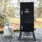 30 in. Dual Fuel Propane Gas and Charcoal Smoker in Black