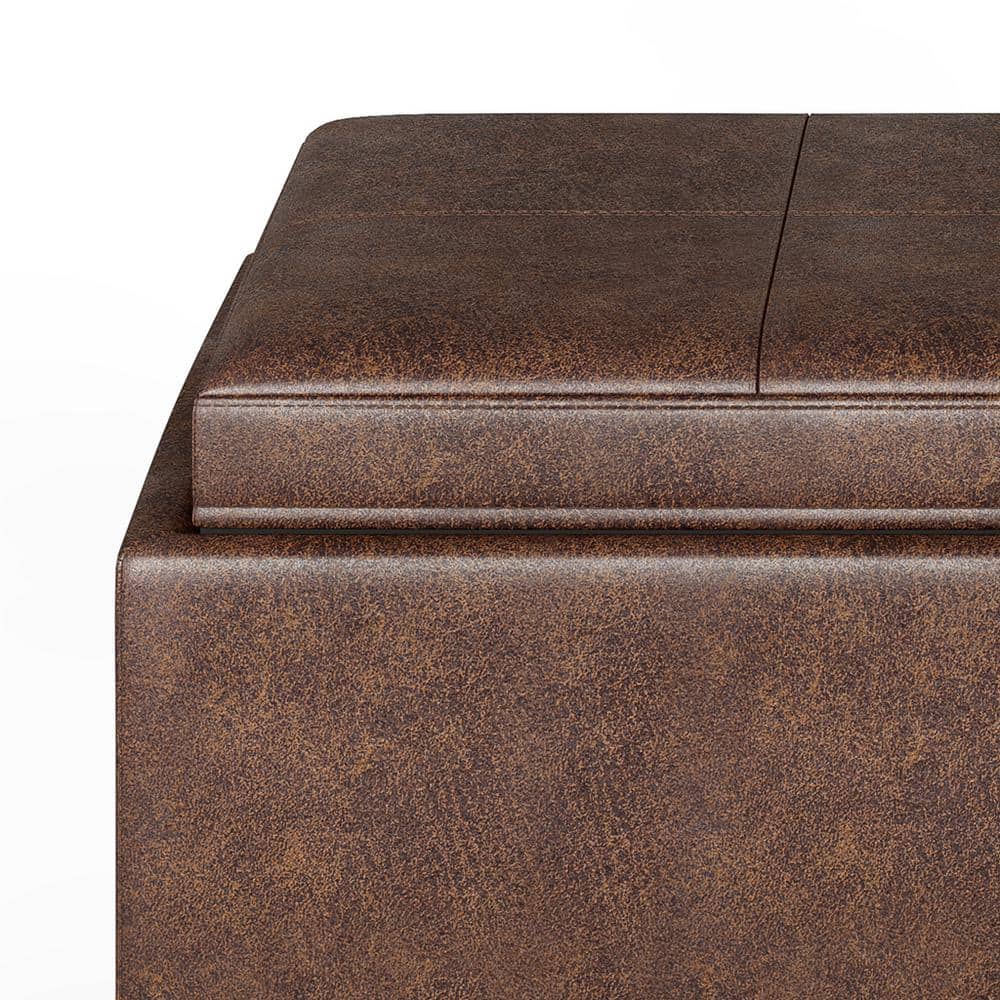 Avalon Chestnut Brown Multi-Functional Storage Ottoman Set