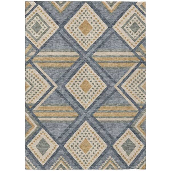 Chantille Machine Washable Indoor/Outdoor Abstract ACN3128 Denim 5 ft. x 7 ft. 6 in. Area Rug