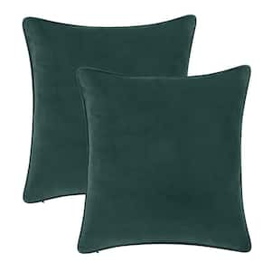 A1HC Forest Green Velvet Decorative Pillow Cover Pack of 2, 20 in. x 20 in. Hidden YKK Zipper, Throw Pillow Covers Only