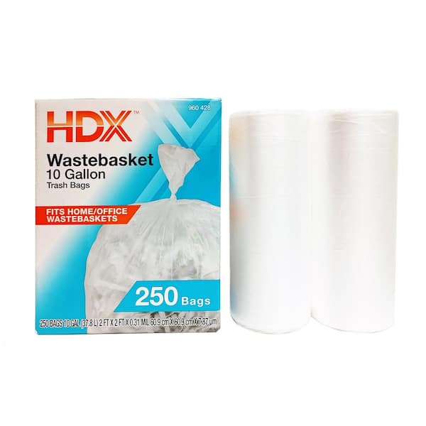 HDX 10 Gal. Clear Waste Liner Trash Bags (250-Count) HDX 960428 - The Home  Depot