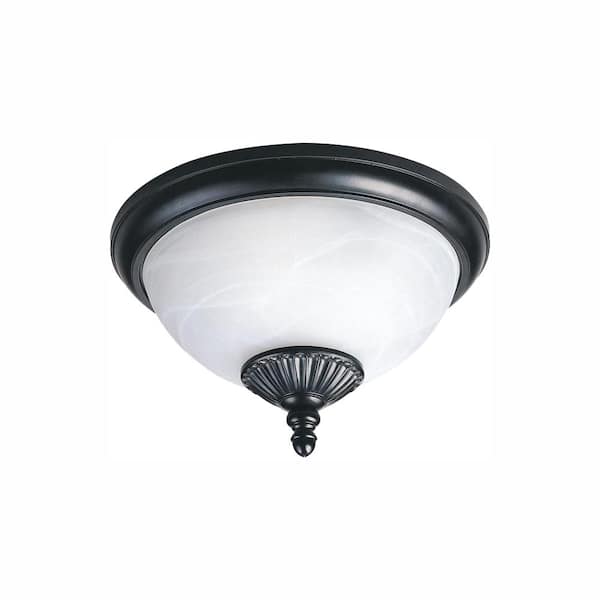 Generation Lighting Yorktown Black 2-Light Outdoor Flush Mount with LED Bulbs