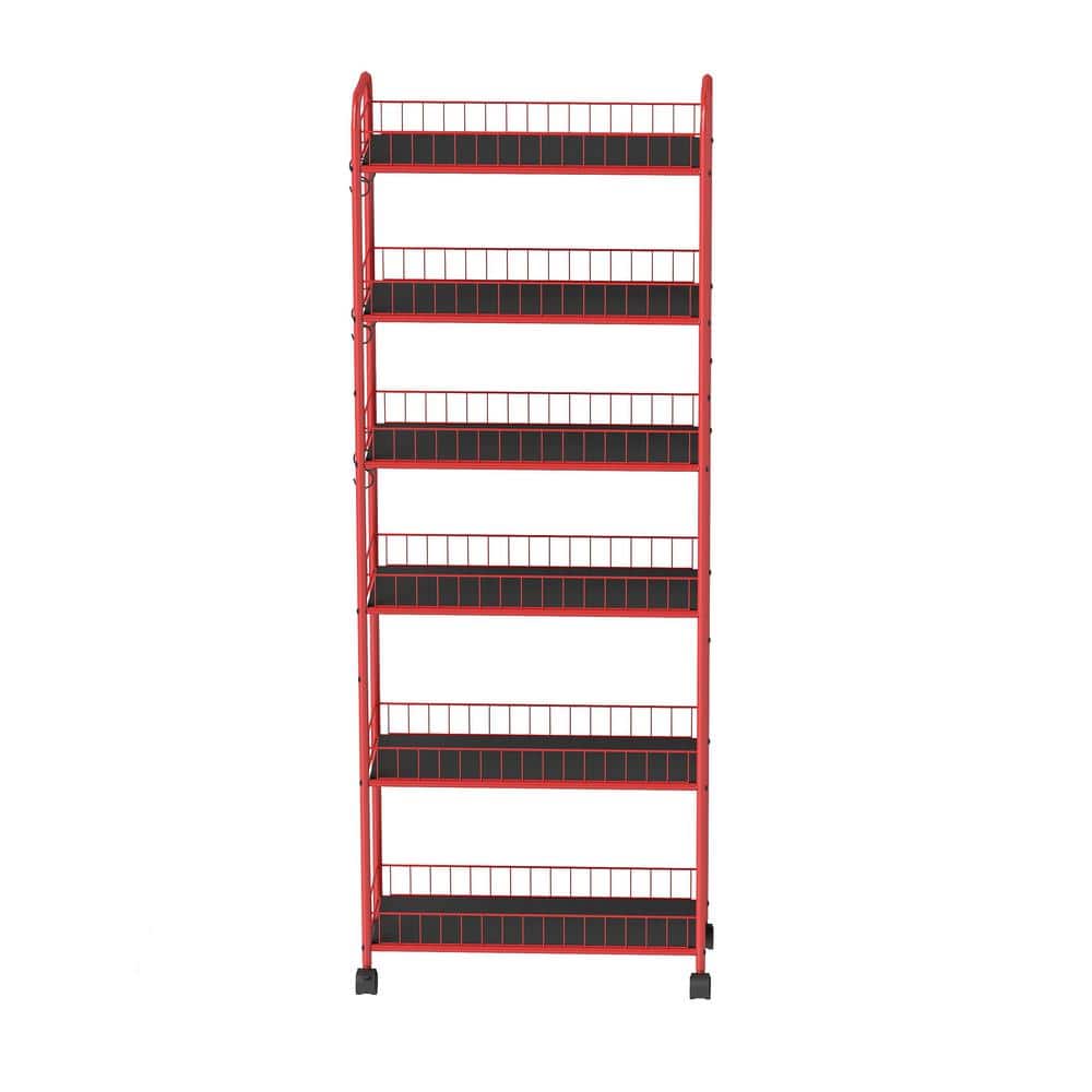 6-Tier Rolling Cart Gap Kitchen Slim Slide Out Storage Tower Rack with Whee