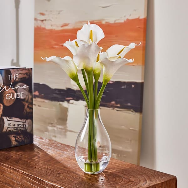 DR.Planzen 16in White Fake Lily Flowers Artificial Calla Lily Silk