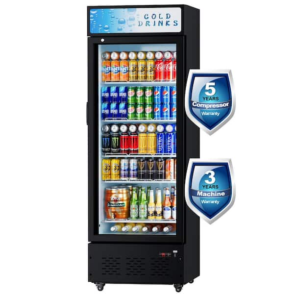 ANDTE 27 Wide in. 15 cu. ft. Foot Commercial Upright Display Refrigerator 1 Glass Door Beverage Refrigerator (Black)