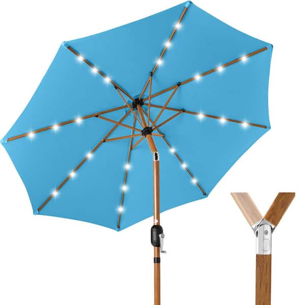 best uv protected patio umbrella Best Choice Products 10ft Solar LED Lighted Outdoor Woodgrain Pattern Steel Market Patio Umbrella