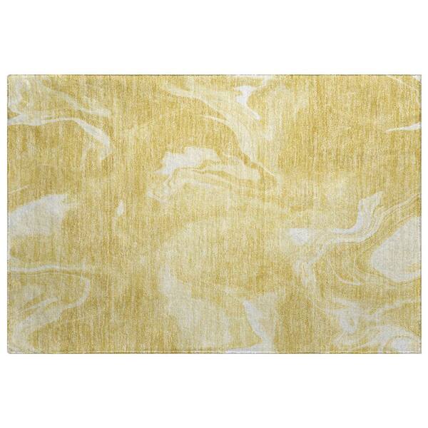 Dream Shag Premium Machine Washable Abstract ADS802 Gold 2 ft. x 3 ft. Accent Rug