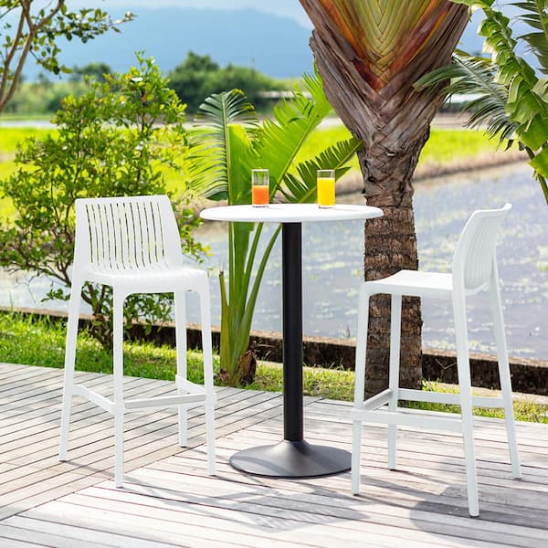 Stackable Outdoor Bar Stools Lagoon Milos White Stackable Resin