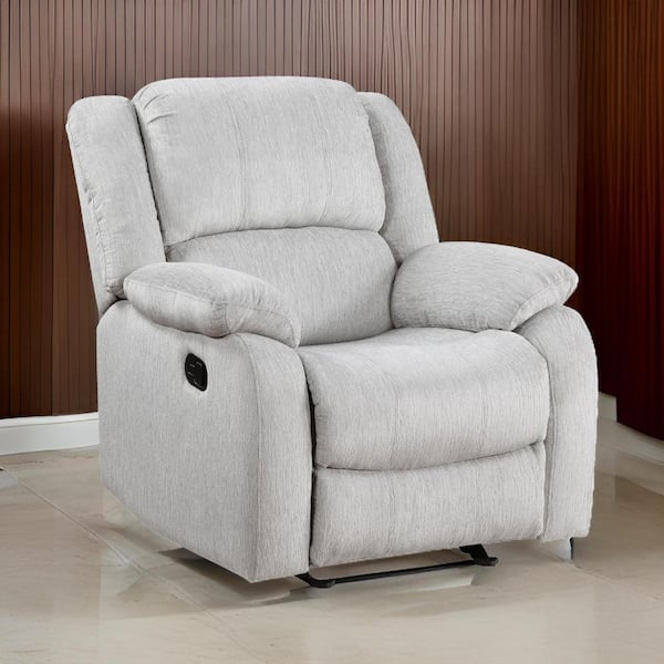 Gray Chenille Manual Glider Recliner with Solid Wood
