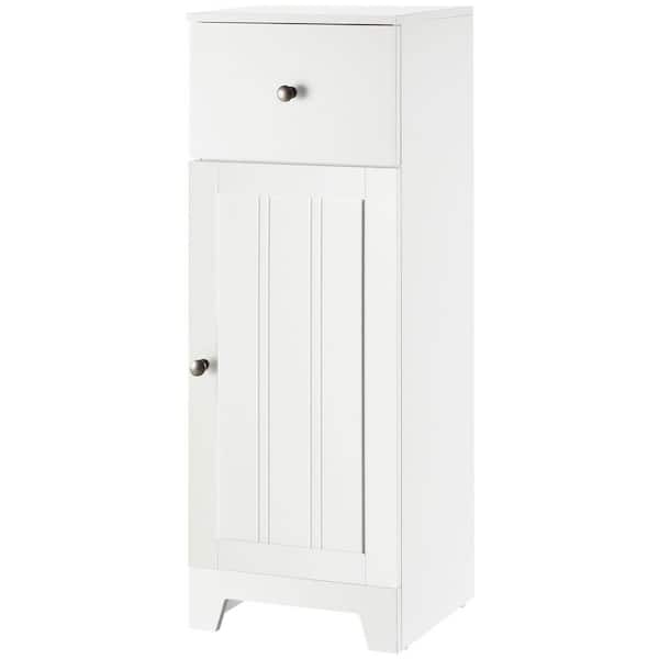 12.5 in. W x 11.75 in. D x 35 in. H Freestanding White Linen Cabinet with Drawer and Shelves