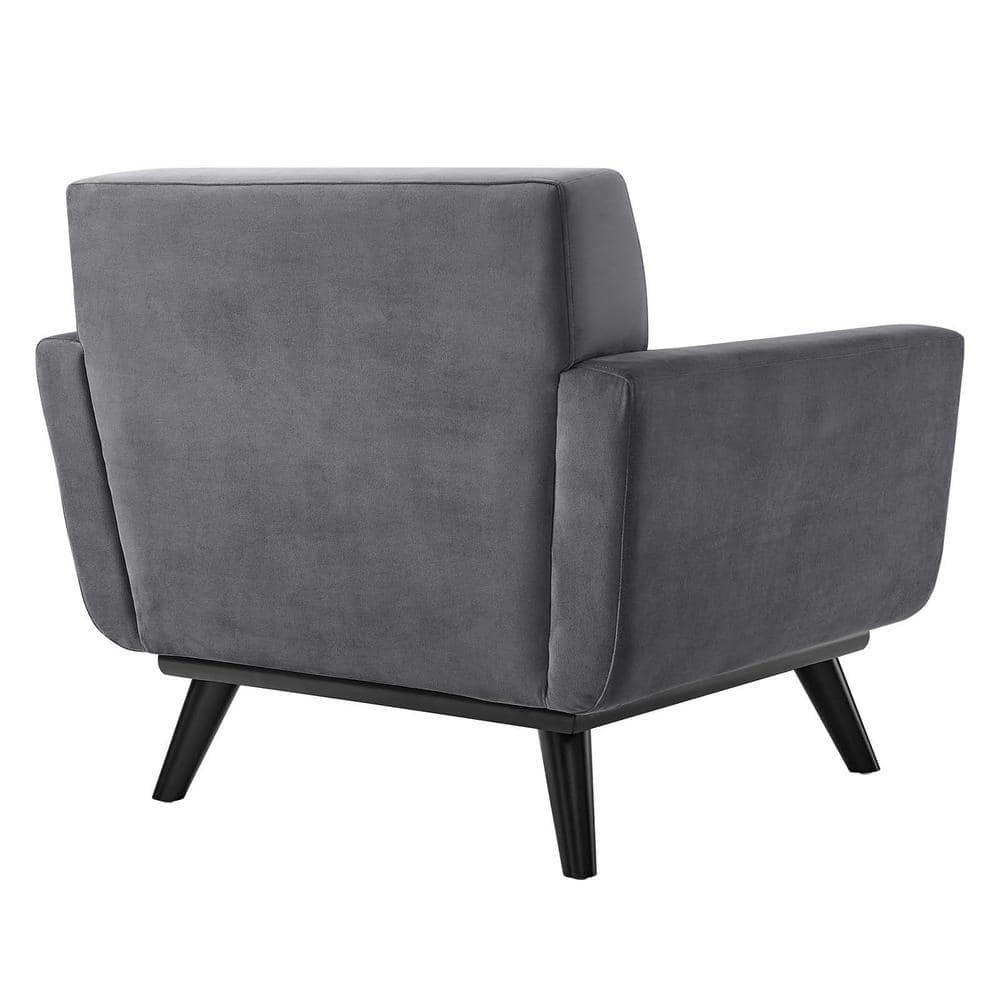 Sloane 40" Gray Velvet Tufted Accent Chair with Black Wood Legs