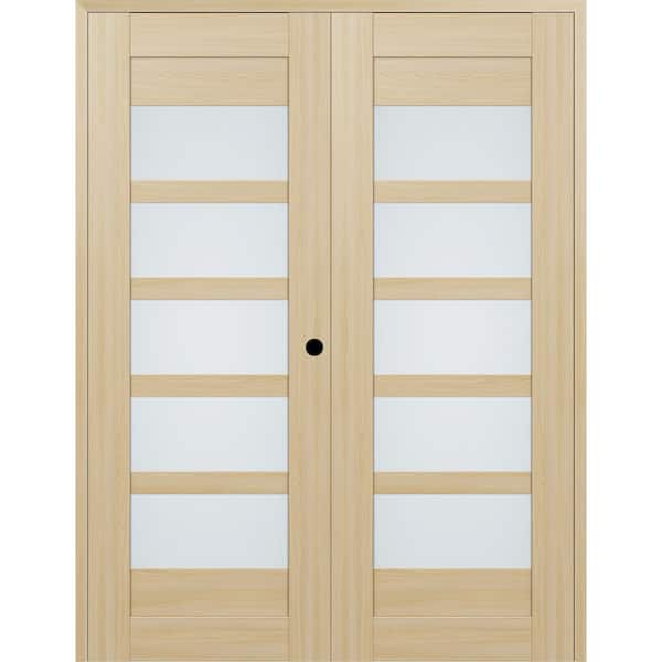 Belldinni 07-07 48 in. x 96 in. Left Active 5-Lite Frosted Glass Loire Ash Wood Composite Double Prehung Interior Door